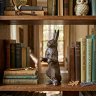 Bunny Rabbit Figurine Statue Cast Iron Rustic Garden Yard Patio Decor 7 3 4 Inch