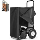 Large Firewood Log Cart Carrier W  Cover  Rubber Wheels 250lbs Wood Mover Hauler