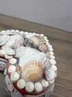 Vintage Sailors Valentine Heart Shell Collage Covered Trinket Box 4x4x2 