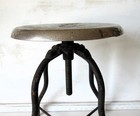 Early 20 Th Century Cast-iron Adjustable Swivel Stool With Chrome Seat 