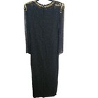 Lawrence Kazar Vintage Black Gold Silk Beaded Sequined Gown Size M