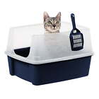 Inspired Essentials  High Sided Open Top Cat Litter Box With Scoop  Navy
