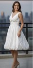 Alfred Angelo Perfect Wedding Dress 8 Short White Satin Off Shoulder Crystals