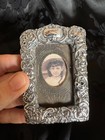 Antique English Sterling Silver Repousse Miniature Picture Frame Chester 1900