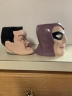 Vintage Kfs Puck Figural Ceramic Promotional Mugs Bob Hope  The Phantom C 1950s