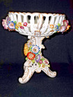 Von Schierholz  Germany Footed Floral Compote Centerpiece  Fruit Bowl