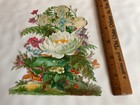 German Scrap Die Cut - Flowers With Easter Cross  Religious Old Original