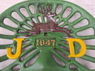 John Deere Tractor Seat 1847 Green Farm Retro Cast Iron Vintage Antique Sign 