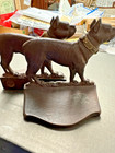 Antique Bradley Hubbard Bronze French Bull Dog Art Statue Home Book Bookends
