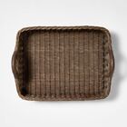 Threshold Studio Mcgee Rattan Decorative Tray Dark Brown Leather Handles