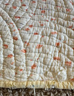 Vintage Whole Cloth Quilt With Baptist Fan Hand Quilting Pattern Yellow orange