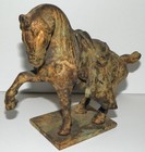 Vintage Cast Iron Tang Dynasty Style War Horse Bronze Gilt Finish Rare