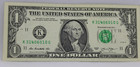 Over Ink Error Note Fancy Serial Number One Dollar Bill K31406010g Low Sum