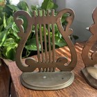 2 Vintage Brass Music Stand   Harp Bookends 
