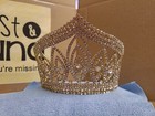 Tiara Gold rhinestone Crystals Bridal Princess Pageant Crown W combs