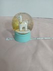 White Alpaca  Llama Snowglobe 3  Gold Glitter