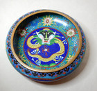 Old Chinese Multi Coloured Enamel And Brass Cloisonne Dragon Bowl 20cm Wide