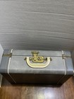 Vtg Travel Case Overnight Luggage Suitcase Make-up Two Tone Gray No Key