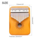  21 Keys Thumb Piano  Yellow Mini Portable Finger Piano Maple Wood Sun Pattern 