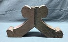 Pair Small Shabby Brown Wood Chic Gingerbread Porch Brackets Vtg Corbels 994-22b