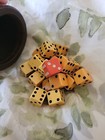Vintage Bakelite Dice Lot Set Stitched Leather Bar Cup Cream Red Butterscotch 