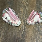 Set Of Tobacco Leaf Bunny Rabbits Imari Style Chinoiserie Floral Vintage Rare
