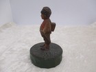 Antique Vintage Hand Carved Wooden Boy Wearing A Back Pack