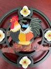 Vintage Cast-iron Rooster Kitchen Trivet  Americana  Footed 7    Unused Nib