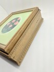 Antique Dresser Box Wood Picture Frame Mirror Lid Jewelry Rose Flower Floral