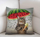 Swono Funny Animal Cat Throw Pillow Cover The Cute Cat Is Holding An Umbrella In