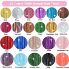 22 Colors Hair Tinsel Kit  7800 Strands 48 Inch Glitter Tinsel Hair Extension   