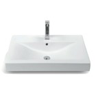 White Ceramic Rectangular Wall Mount Floating Bathroom Sink 24  X 17  X 7  