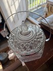 Anchor Hocking Vintage Wexford Glass Ice Bucket With Lid   Handle Vgc