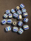 20 Vintage Indian Glass Trade Beads -  b1467  Fancy Chevron 11mm Lot
