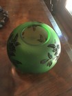 Antique Vintage Green Cameo Art Glass Round Vase Galle Style