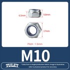 M10-1 50 Nylon Insert Hex Lock Nut  A2   18-8 Stainless Steel Din 985