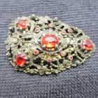 Vintage Art Deco Dress Clip Red Glass 