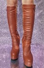 Womens Fashion Sexy Round Toe Zipper Knee Boots Party Bar High Heels Platform