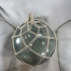 Vtg Japanese Very Large Glass Fishing Float Buoy Ball W  Macrame Netting 14 5   