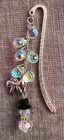 Silver Metal Bookmark With Crystal Beads And Winter Snowman Charm Handmade New