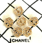 Chanel Vintage Gold Metal With White Crystals Buttons 18 Mm  set Of 6 