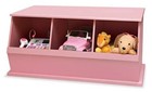 Badger Basket Three Bin Stackable Toy Storage Cubby Organizer One Size  Pink 