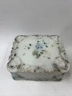 Antique Victorian Vanity Dresser Set Milk Glass Set Of 3 Pieces Floral