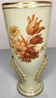 Antique Hand Blown Venetian Mint Green Glass Vase Gold Banded Jewel 10    Italy Y4