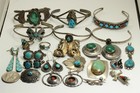 166g Lot Of Vtg Navajo Zuni Sterling Silver Old Pawn Turquoise Jewelry 23 Pieces
