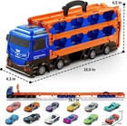 Race Track Toys 78  Dual Track Transport Truck With 12 Die-cast Car For Kids 3-6