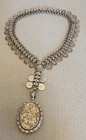 Antique English Sterling Silver Locket Star Book Chain Necklace 1905 Birmingham