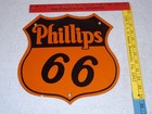 Vintage Phillips 66 Gasoline 11 3 4  Orange Shield Porcelain Metal Gas Oil Sign 