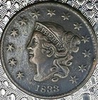1833 Coronet Head Cent Very Fine Plus  vf    details  Dark Chocolate Brown
