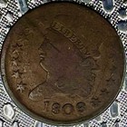 1809 Classic Head Half Cent Piece-very Good  vg  Grade-chocolate Brown Surfaces